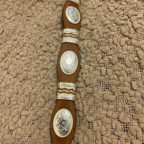 Leegin Leather Products Mens Oiled Scalloped Belt 34 Brown - Picture 10 of 16